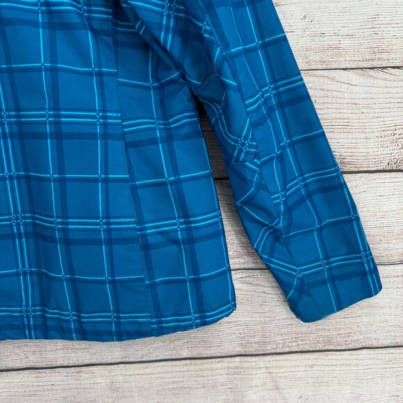 Columbia Plaid Omni Tech Snowboard Ski jacket Womens Medium Blue Interchange - Picture 16 of 16